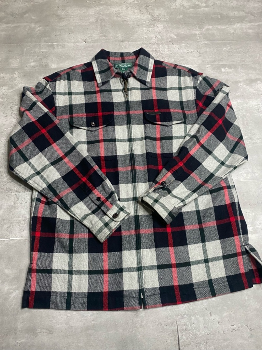 Lauren Ralph Lauren Petite Plaid Flannel Shirt medium petite long sleeve
